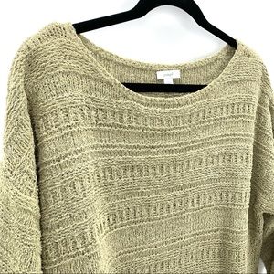 J Jill Pure Jill Pullover Green 3/4 Sleeve Scoop Neck Pullover Sweater Medium